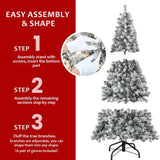 Artificial 6ft Flocked Christmas Tree with 678 PVC Branch Tips, 250L Warm white led, Round head, 66545542