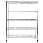 ZUN 5-Tier NSF Heavy Duty Adjustable Storage Metal Rack with Wheels & Shelf Liners Ideal for Garage, 49670774