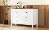 Retro Farmhouse Style Wooden Dresser with 6 Drawer, Storage Cabinet for Bedroom, WhiteBrown WF317946AAK