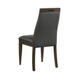 ZUN Set of 2 Grey Fabric Upholstered Dining Chairs, Dark Walnut B016P225492