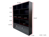 70.87" Tall Bookshelf with 10 Cubes and 3 Doors, 4-Tier Bookshelf, Open Shelf Bookcase with Cabinet, W331P377354