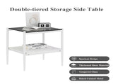 Set of 2 Rectangle End Table, Tempered Glass Tabletop with MDF layer, Modern Table for Living Room , W241P184250