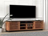 85 inch TV Stand Console for TVs up to 95 inches, No Assembly Required, Black with Bourbon Finish B108P160163