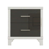 Elegant High Gloss Nightstand with Metal Handle,Mirrored Bedside Table with 2 Drawers for N733P205356B