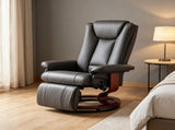 Modern Leather Swivel Recliner with Footrest, Compact Armchair 72210518