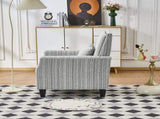 Modern Accent Chair with Arms,Comfy Upholstered for Living Room,Grey and White Striped W3373P363920