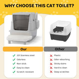Stainless Steel Cat Litter Box, Covered Extra Large Cat Litter Box Enclosure, Metal Kitty Litter 61071037