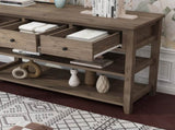 Console Table with Wood Frame and Legs, Sofa Table Entryway Table with 3 Drawers and 2 Open Shelves 96317130