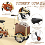 ZUN Foldable Tricycle for Kids Ages 6-12,Mini Cargo,Pet,Reverse Tricycle,Outdoor Parent-Child W1019P163630