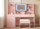 LED Tri-Color Lighting Dressing Table Set Particleboard Textured Melamine Finish Dressing Table 46574011