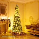 8ft Slim Pencil Christmas Tree - Space-Saving Design for Small Corners, 1000 Realistic PVC Branches 30449592