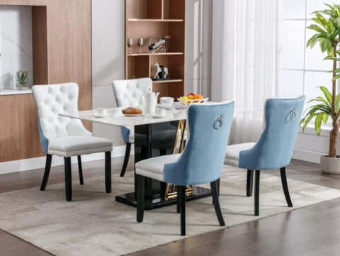 ZUN Furniture,Modern, High-end Tufted Solid Wood Contemporary PU and Velvet Upholstered Dining Chair 66634547