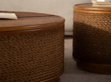 Round Rattan Coffee Table with Lift-Off Lid Storage, Hand-Woven Hemp Rope Trim, Boho-Chic Style, W3081P464721