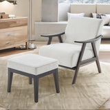 ZUN Accent Chair with Ottoman, Upholstered Mid Century Chair and Footrest, Solid Wood Arm Chair, Living W2975P223178