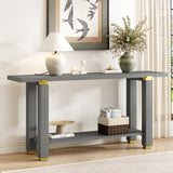 U_Style 62.9" Modern Minimalist Console Table, Solid Wood Entryway Sofa Table with Metal Accents, N711P289140E
