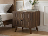 Medieval-style modern double-drawer bedside table with solid wood legs, bedside table, W1706P465285