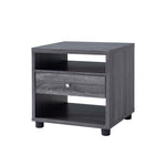 ZUN 20 Inch End Table, Entryway Display Storage Cabinet with One Drawer, Distressed Grey & Black B107131006