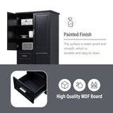 Tall and Wide Storage Cabinet with Doors for Bathroom/Office, Three Drawers, Black WF299285AAB