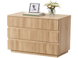 Handleless Grille-Finished 3-Drawer Bedside Table P2 Particleboard MDF & Melamine Veneer 33514426