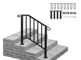 Matte Black Outdoor 2-Step Iron Handrail 19037788