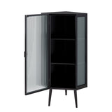 22.25'' Floor Coner Cabinet,Three Tiers with Tempered Glass Doors and Storage Shelves for Bathroom, W757P180792
