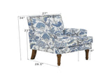 Accent Chair, Floral Upholstery, Nailhead Trim, Solid Wood Legs, Farmhouse Style, Armchair, Blue and 76208680