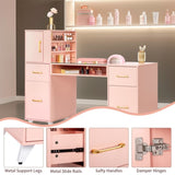 pink relief particle board tempered glass 141*50*112cm three doors and two drawers fanless nail 09679547