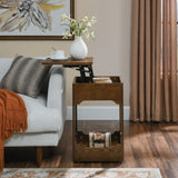 Mid Century Modern Lift Top Side Table, Small Rising End Table Couch Table with Storage Shelf, 93908854