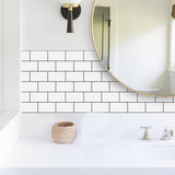 48 Pcs White Black Seam Peel And Stick Backsplash Kitchen Glossy PVC Backsplash Bathroom, Removable, 40806607