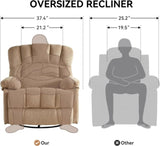 ZUN 360&deg; Rocking Swivel Rocker Recliner Chair, Oversized Recliner Chairs,Overstuffed Manual Nusery T2694P181965