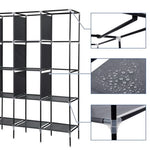 ZUN 67" Clothes Closet Portable Wardrobe Clothes Storage Rack 12 Shelves 4 Side Pockets Gray 63742682