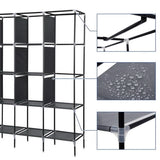 ZUN 67" Clothes Closet Portable Wardrobe Clothes Storage Rack 12 Shelves 4 Side Pockets Gray 63742682