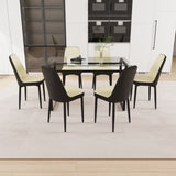 51" 6 person glass dining table set, kitchen set with black metal leg dining table and chairs, 13735012