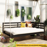 TOPMAX Acacia Wood Porch Swing Bed for Outdoor with Hemp Ropes - Full Size Patio Hanging Bed, 350lbs N717P265860B