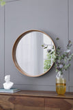 31.5" Round Pine Wood Mirror, Wall Mounted Mirror Home Decor for Bathroom Living Room W2078P152649