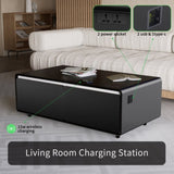 ZUN Modern Smart Coffee Table with Built-in Fridge, Bluetooth Speaker, Wireless Charging Module, Touch W1172126005