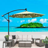 ZUN 10 ft Outdoor Patio Umbrella Solar Powered LED Lighted Sun Shade Market Waterproof 8 Ribs Umbrella W65642335