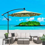 10 ft Outdoor Patio Umbrella Solar Powered LED Lighted Sun Shade Market Waterproof 8 Ribs Umbrella W65642335