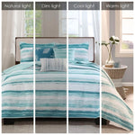 ZUN 6 Piece Printed Quilt Set with Throw Pillows Aqua Full/Queen B03597637