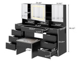 Large Vanity Table Set with 3 Opening Mirrors and LED Lights, Vanity Table with Full Storage Behind 28836264