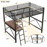 ZUN Full Size Loft Metal&MDF Bed with Desk and Shelf, Black 26455589