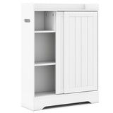 Slim White Bathroom Storage Cabinet - 2 Sliding Doors 2 Adjustable Shelves Toilet 38495905