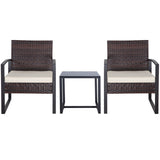 3 Piece Outdoor PE Wicker Furniture Set, Patio Brown Rattan Sectional Sofa Couch with Washable 73937025