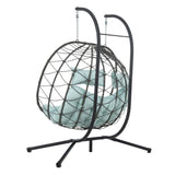 2 Persons Egg Chair with Stand Indoor Outdoor Swing Chair Patio Wicker Hanging Egg Chair Hanging W1703P163953