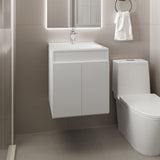 Bathroom Vanity Meka 45 with Two Drawers and Open Shelf, Wall-Mounted Storage, White B200P313682