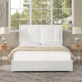 Miramar Queen Cushion-Back Headboard Platform Bed Frame, Antique White Polyester B2719P238241
