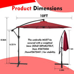 ZUN 10 ft. Steel Cantilever Offset Outdoor Patio Umbrella with Crank Lift - Red W2181P181960