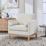35.4 "Wide Modern Farmhouse Performance Accent Chair with Natural Wood Legs, Wood Base Reading W3118P283467