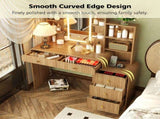 47.4'' Large Makeup Vanity Desk with Mirror and Lights, Fluted Dressing Table with 5 Drawers & Open N704P465888N