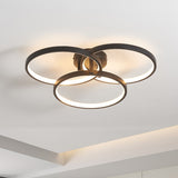 20" Modern Black LED Ceiling Light, 3-Ring Flush Mount Fixture for Living Bedroom, or Dining W1340P253585